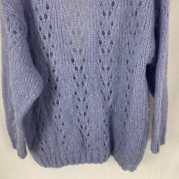 Chelsea Young Lt. Blue Mohair V Neck Loose Knit Sweater Women's Large - Picture 11 of 13